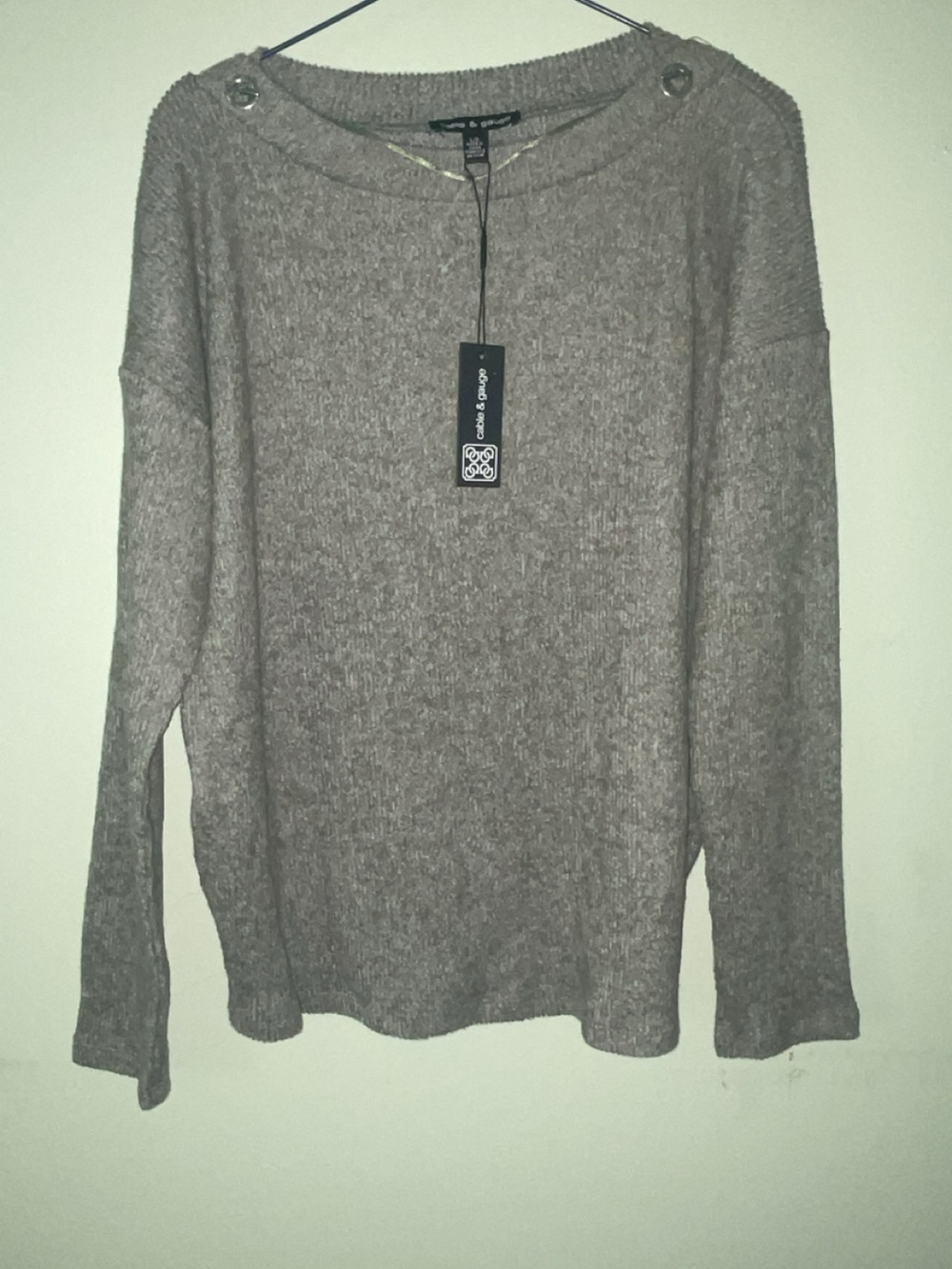 Cable & Gauge Women's Crewneck Sweater in Taupe